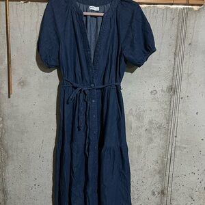 Sonoma Dark Blue Maxi Dress with Tie Waist